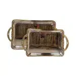 سینی استیل دور طلا جفتی وارداتی برند یونی هوم - کد 52